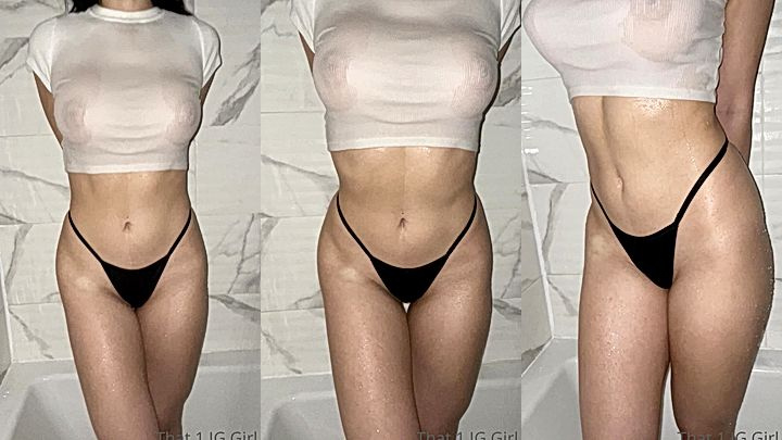 naughty hoe That1iggirl flaunt her curves in the bathroom, leaked teasing video