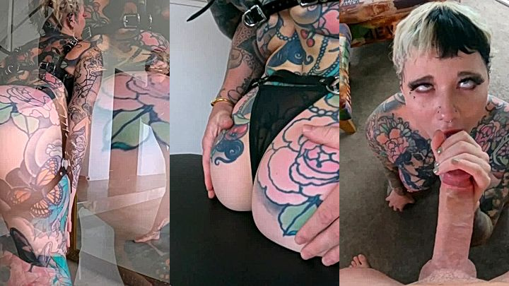bad girl Holly Brougham in tattoos suck dick and fucked deep till she squirts all over leaked onlyfans sextape