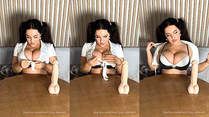naughty onlyfans model Cheryl Blossom  shows her big tits and huge dildo