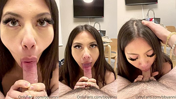 bad college girl swallowed huge cock like a thot in the midde of the night,  Bbyanni blowjob video