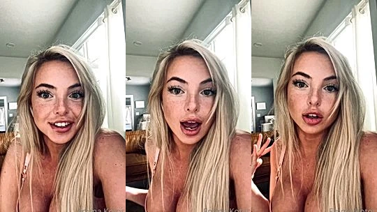 petiote sexy blonde baddie  Emma Koto talks dirty to the camera showing her nice boobs clevage