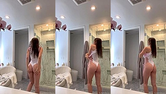 naughty sexy hot girl Sophie Mudd undresses slowly and get into the shower, stalker leaked video
