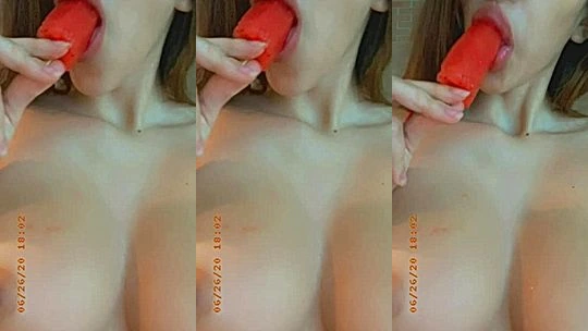 natural beauty bitch Bri Adeline licked popsicle with her big boobs out beggging for attnetion