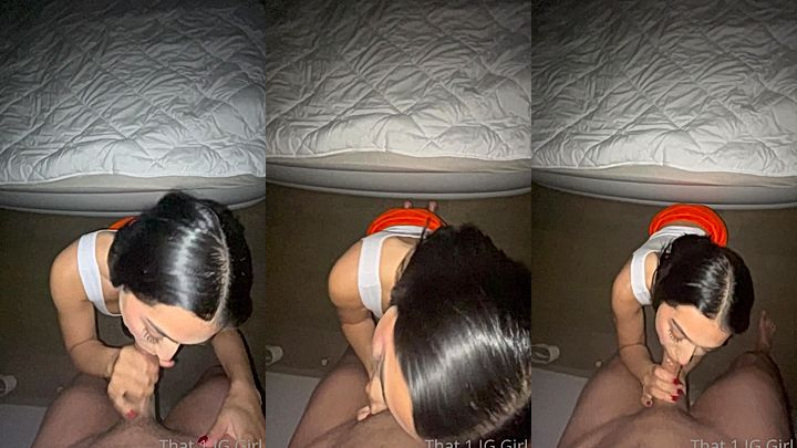 bad bitch That1iggirl sucks her neighbors cock till he cums on her face, leaked onlyfans