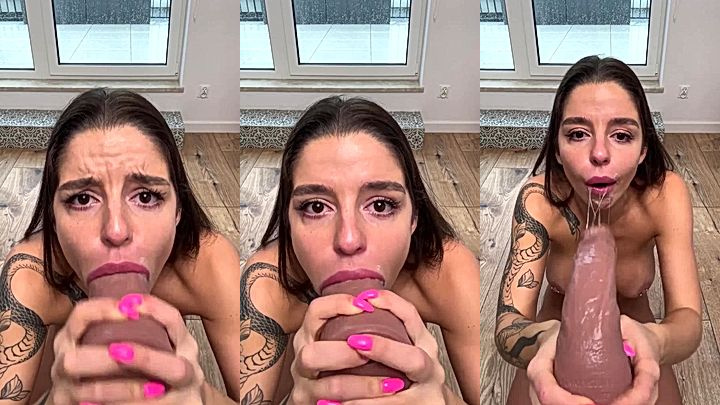 Sexy onlyfans model Sonya Jess suck on a dildo real hard