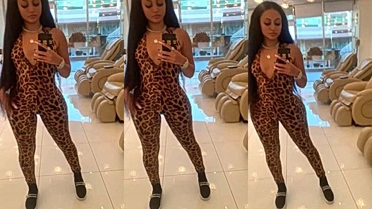 naughty black doll Himynamestee flaunt her curves in cheetah skin, mirror video tease