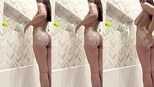 sexy onlyfans model Sophie Mudd takes a shower and rubs her soapy big ass