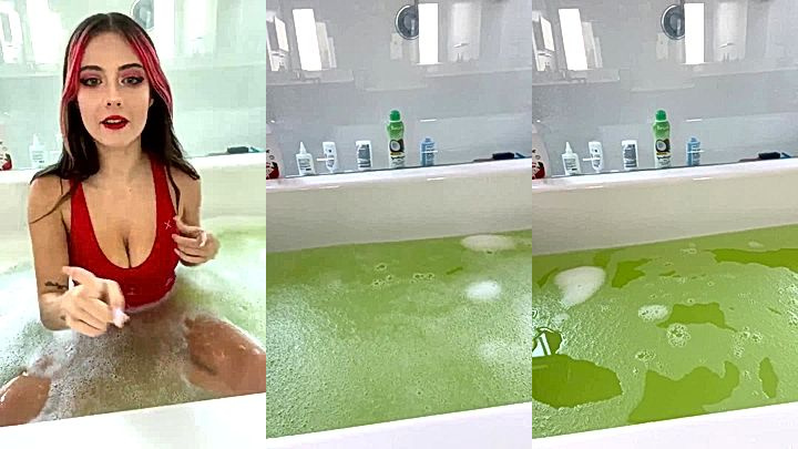 hot sexy model Burch twins changes her lingerie in the bathtub