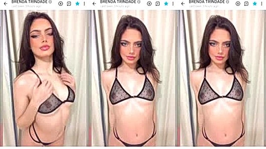 naughty onlyfans model Brenda Trindade rubs her big tits in lingerie