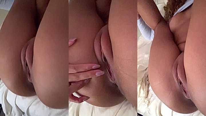 naughty onlyfans model Camila Elle lays on bed and show her wet ass coochie