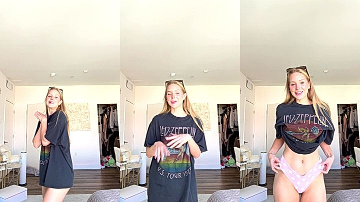 nlyfans model Caroline Zalog lift her shirt to show her big ass