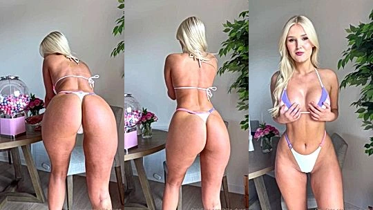 busty american model Allie Dunn rubs her tits in lingerie and shakes her big booty