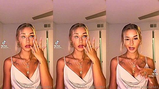 blond sexy onlyfans model Babybellllzzzz talks dirty to cams and shows her its in lingerie