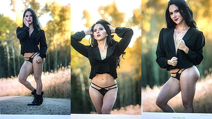 a sweet matured babe Aspen Rae took off her top and show her big tits