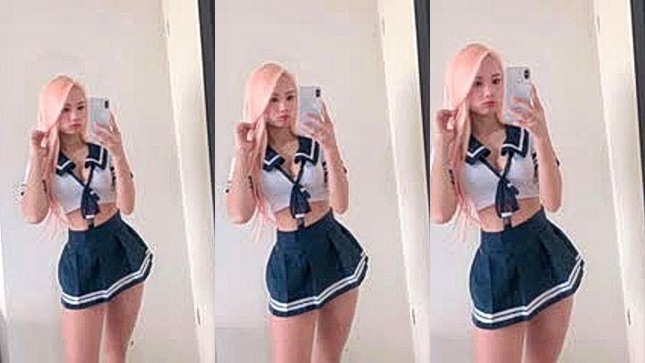 hot korean model in her highschool dress teases her subscribers leaked video
