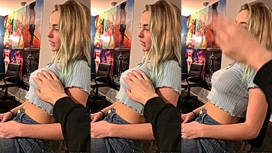 horny stepbrother rubs his sexy onlyfans stepsis  Emma Kotos huge tits