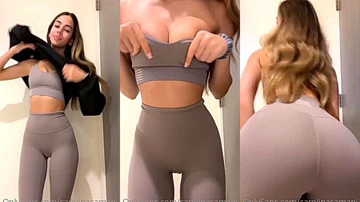 freaky sexy freak Carolina Samani squeeze her big boobs hard in this video, solo boobs teasing leaks