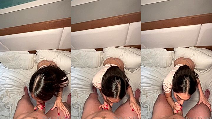 That1iggirl big booty arc on the bed while she gags on my cock and moans softly