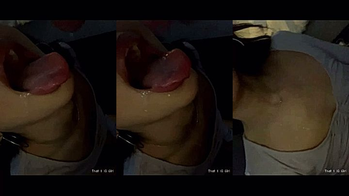 naughty sexy slut That1iggirl open her mouth wide for sweet cum, leaked video