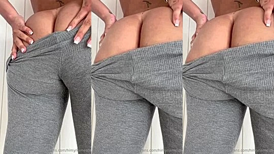 big ass ebony chick Himynamestee pulls her pants down and show off her bare booty