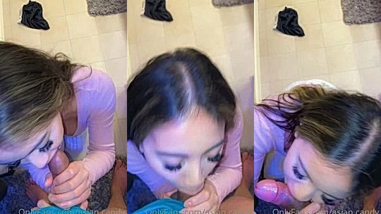 freaky nasty wild slut Asian.candy  gags on massive cock in her bedroom
