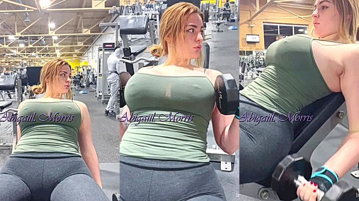 hot sexy model  Abigaiil Morrisin the gym showing her huge big boobs  in this video, leaked video