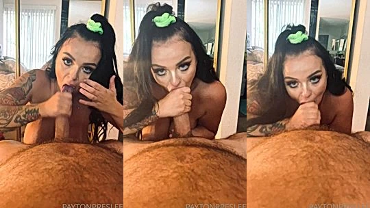 horny polish onlyfans model Payton Preslee lays and gives a hard blowjob till he cums