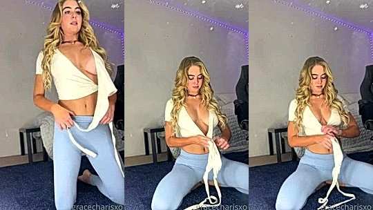 hot blonde bitch Grace Charis squeze her big sy boobs hard on camera, leaked nudes