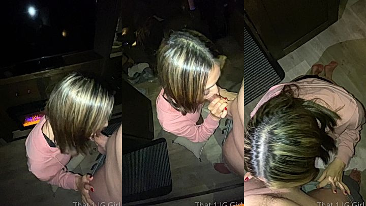 obvedient whore That1iggirl on her knees giving her bestfriend best head he ever had