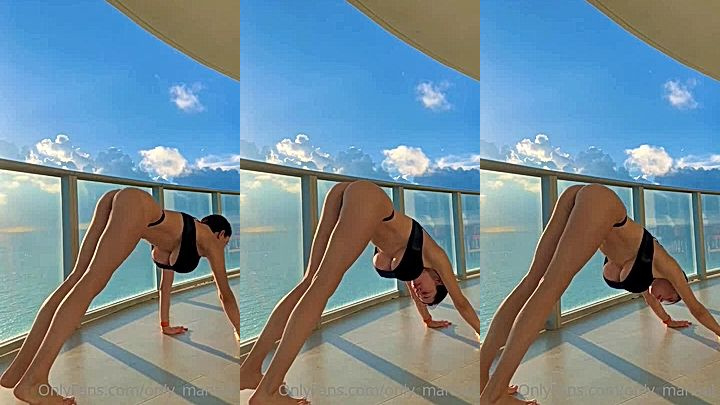 onlyfans model Marisol Yotta does yoga naked on the balcony