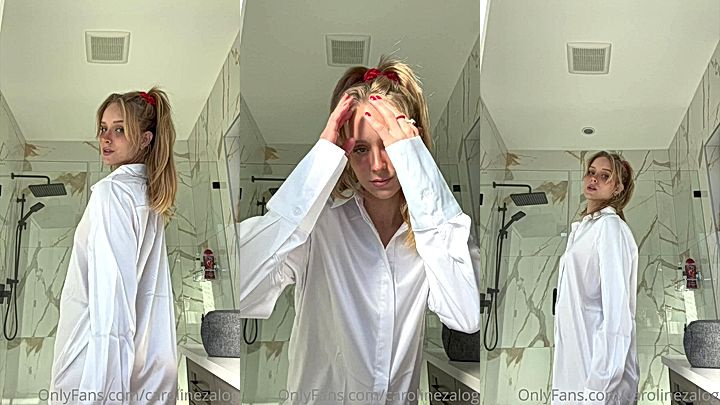 onlyfans american model Caroline Zalog teasing in the bathroom
