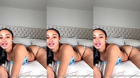 teasing video of onlyfans model Himynamestee lays on bed and shakes her booty