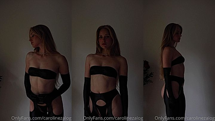 onlyfans leak video of Caroline Zalog in black lingerie