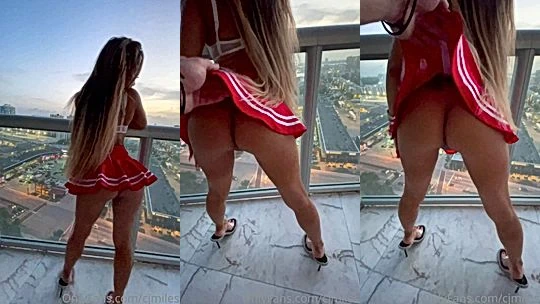 asian queen is going to make him cum hard with her slwo teasing moves on the balcony, leaked video