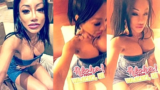 naughty sexy hot doll CJ Miles slwo intimate moment of her playing with her big boobs and soft body, leaks