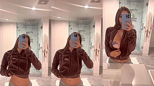 sexy onlyfans model Sophie Mudd do mirror selfie and fondles her big tits