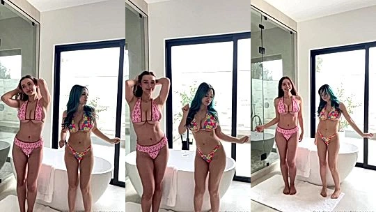 Sophie Muddis showing off her amazing body to her fans together with her friend