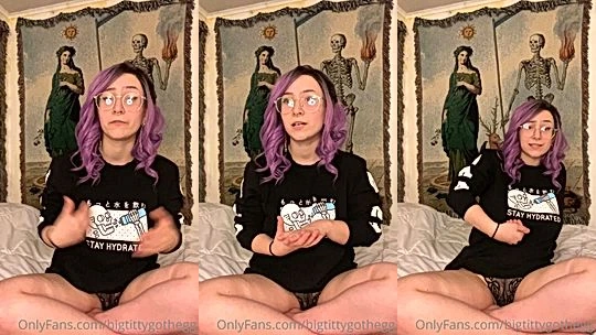 sexy onlyfans model Bigtittygothegg talks dirty to cam and shows her big ass