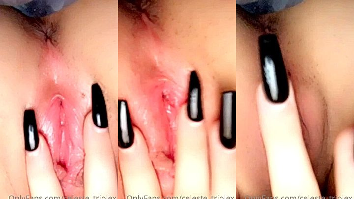 nasty girl  Triplexceleste rub her pinky pussy hard, leaked video