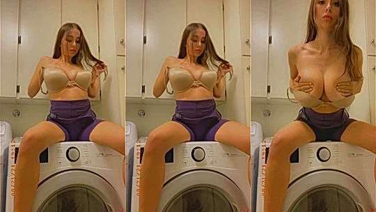 sexy onlyfans model Sophie Mudd takes of her lingerie and rubs her natural big tits