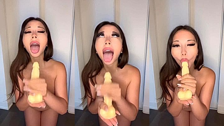 nasty girl Bbyanni deepthroat huge dildo till she spit all over onlyfans leak video