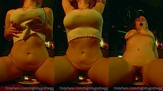 naked stepmom Bigtittygothegg using dildo to masturbating
