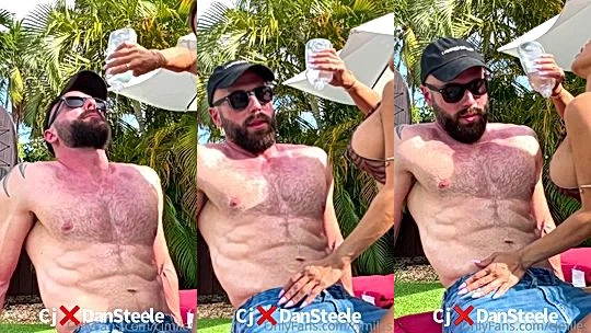 blond onlyfans model CJ Miles pours water on her natural big tits