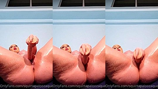freaky slut Bambi Doe pound her tight pussy with monster dildo till her pussy drip all over leaked onlyfans video