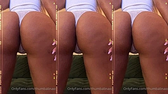 onlyfans model THUMBALINA slow twerk tease in a thong, you like that view?