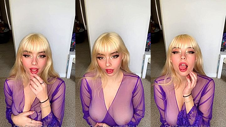 Burch twins purple dress hot babe showing her sexy tits in front of the camera