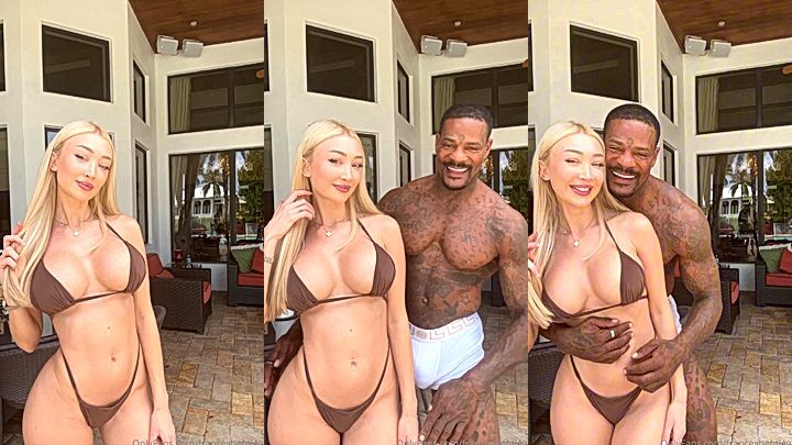 horny white girl Frances Bentley looks happy with her strong black man