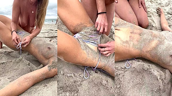 freaky naughty doll Stephinspaceon the beach with her tits and ass out