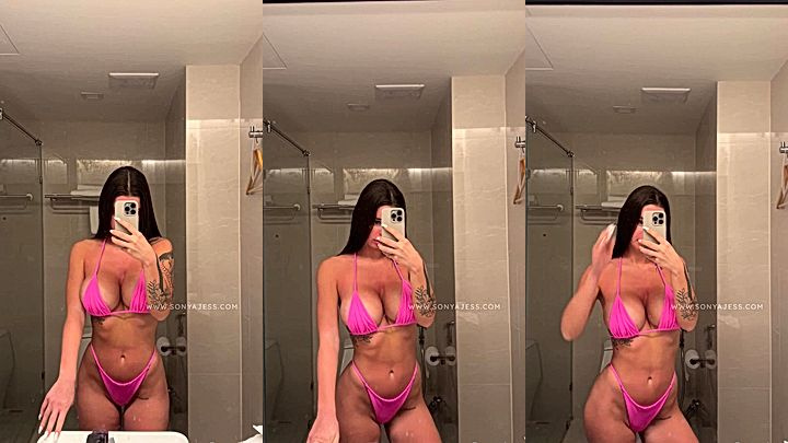onlyfans hottie Sonya Jess shows hr sexy boobs in purple lingerie