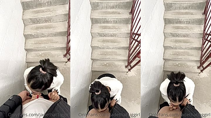 dirty bitch That1iggirl kneels in front of the cam and sucks a huge white cock like she was born to, onlyfans leak